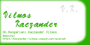 vilmos kaczander business card